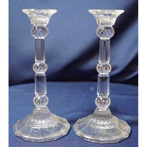 Fifth Avenue Crystal 24% Lead Crystal 9" Candlesticks, Made in Austria (7c6)